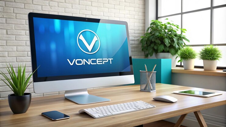 Foto un monitor de computadora con la palabra "v" en él