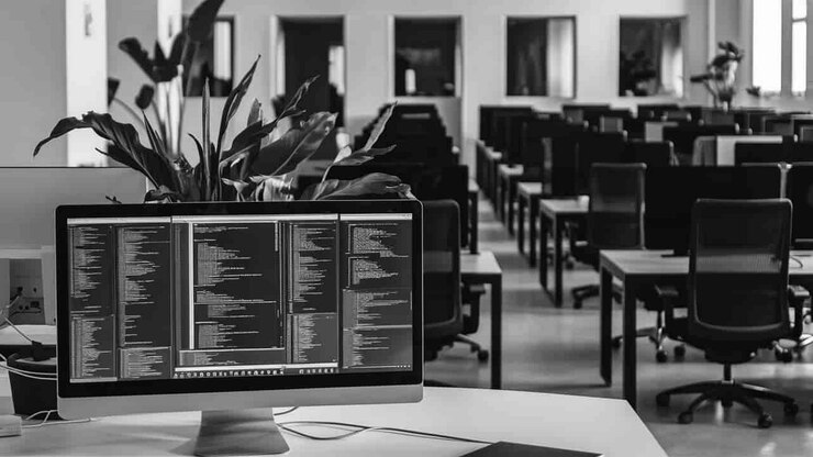 Foto un monitor de computadora con las palabras "bienvenido al centro" en la pantalla