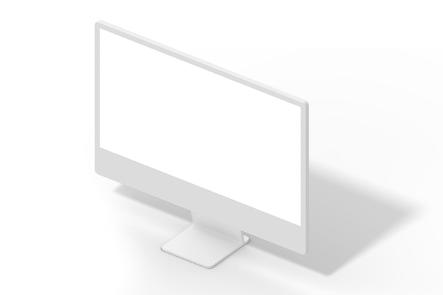 Un monitor de computadora con una pantalla blanca y una sombra.