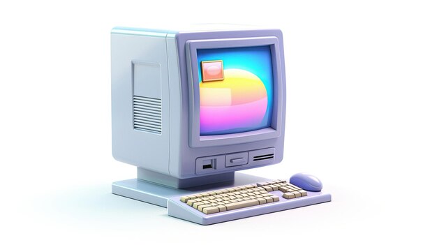 Un monitor de computadora con una pantalla colorida y un teclado.