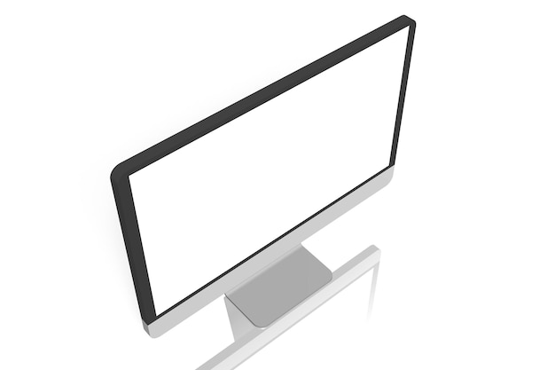 Un monitor de computadora con una pantalla vacía sobre un fondo blanco Ilustración 3D