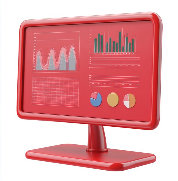 un monitor de computadora rojo con un gráfico en él