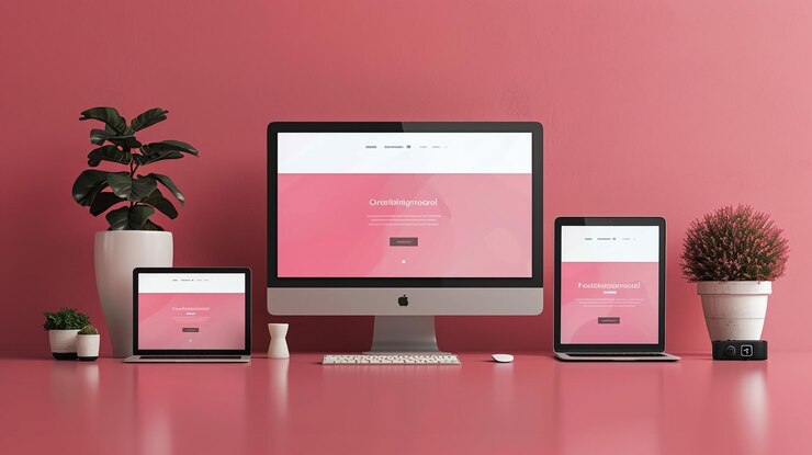 Foto un monitor de computadora rosado con un fondo rosado que dice cita el sitio web cita en la pantalla