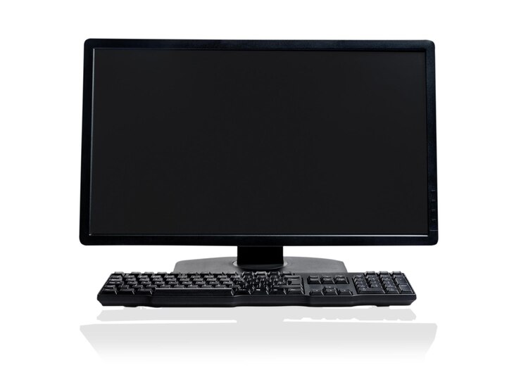 Foto monitor de la computadora y el teclado