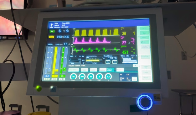 Foto el monitor del hospital simboliza el control de los signos vitales, la evaluación de la salud del paciente, el diagnóstico médico