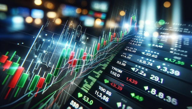 Monitor del mercado de valores que muestra el índice Dow Jones
