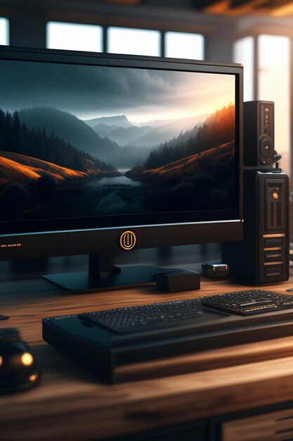 Foto un monitor con una pantalla que dice 'hp'