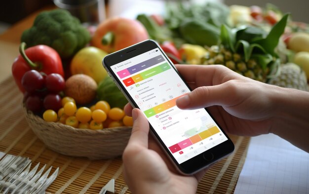 Foto monitoreo de calorías y macros con una aplicación de teléfono inteligente