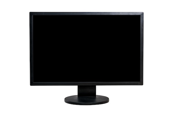 Monitoreo de computadora en una pantalla negra en blanco de fondo blanco