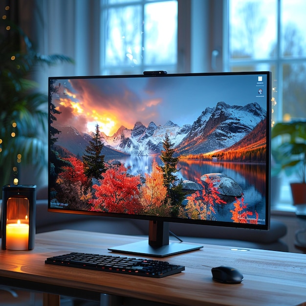 Monitoreo ultra ancho con papel tapiz de soporte Hdr