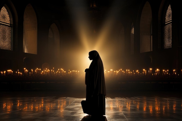 Una monja rezando a Dios