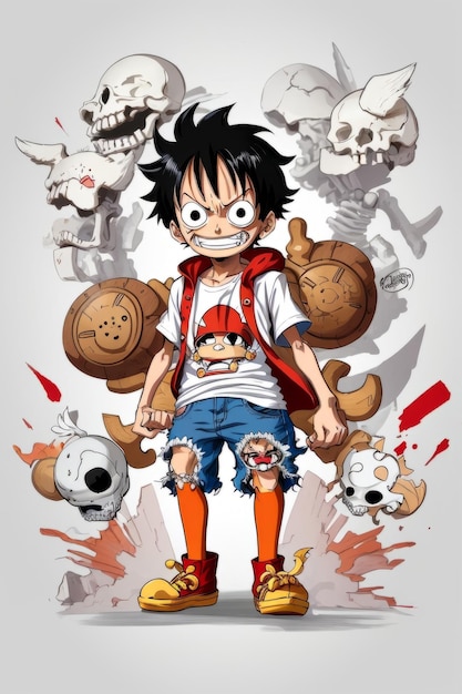 Kit Conjunto Luffy One Piece Menino Do Chapeu De Palha