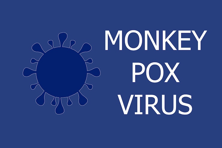 Foto monkeypox virus diseño de virus con texto viruela del monos