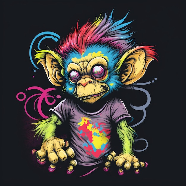 Un mono con una camiseta que dice 'monkey'