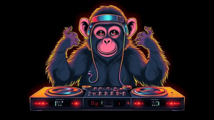 Foto el mono dj en el club generado por la ia