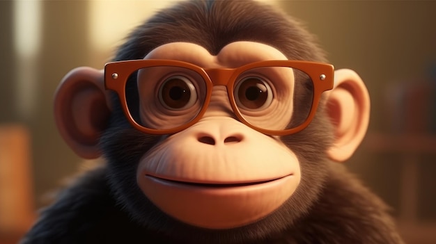 Un mono con gafas y una camiseta que dice 'mono'