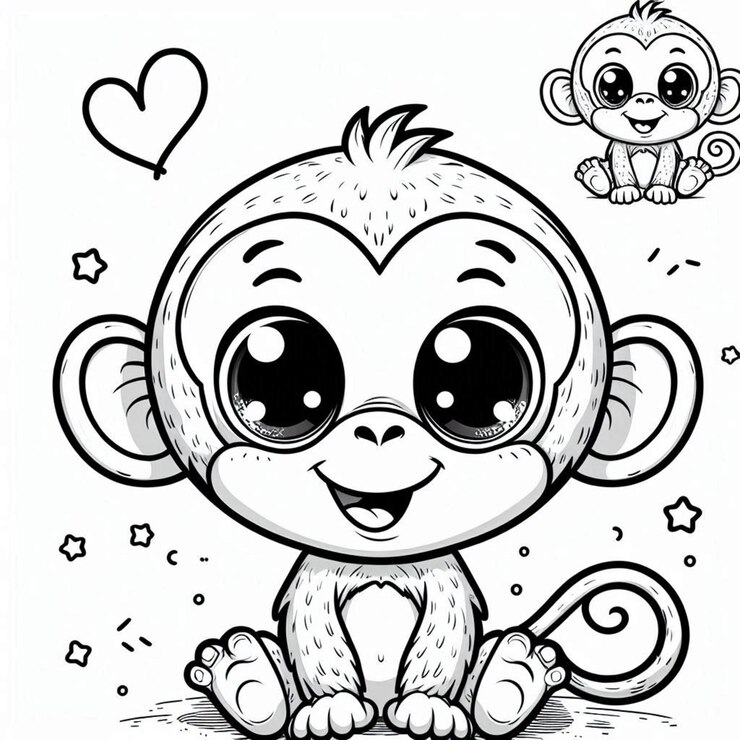 Mono página de colorear para niños ai generado