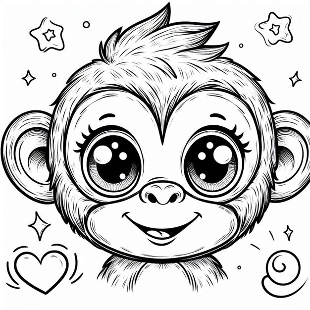 Mono página de colorear para niños ai generado