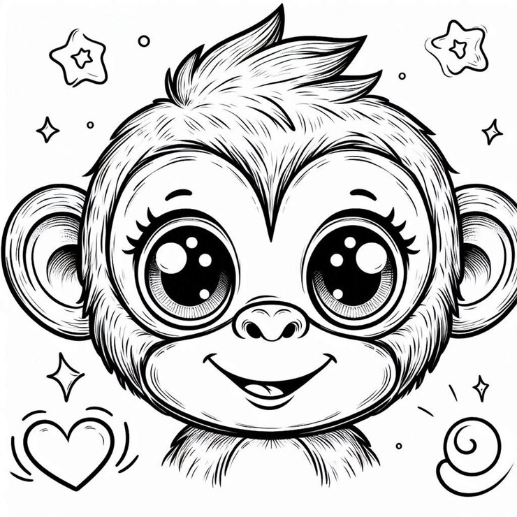 Mono página de colorear para niños ai generado