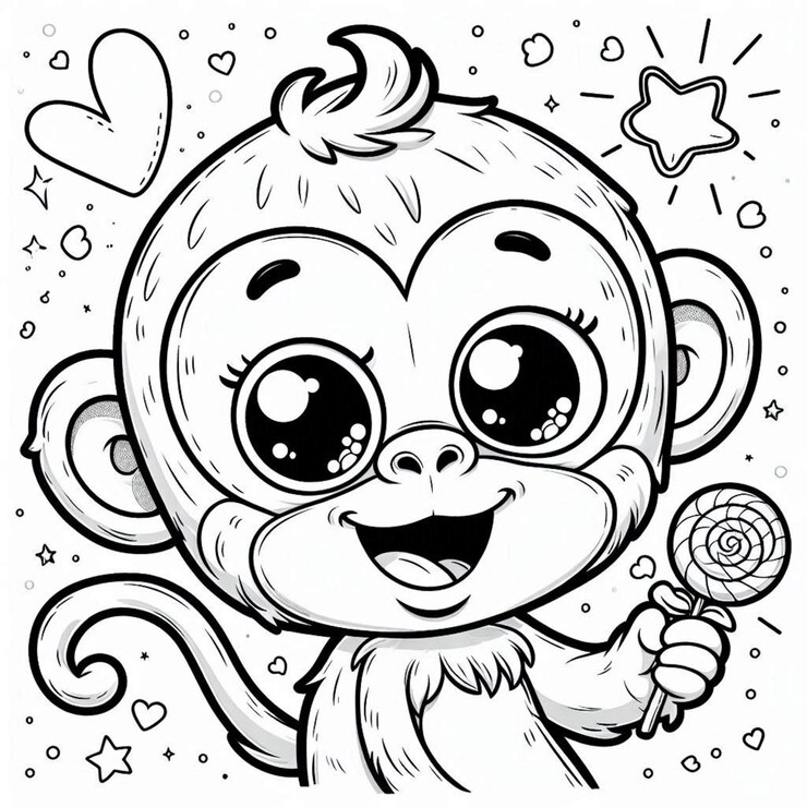 Mono página de colorear para niños ai generado