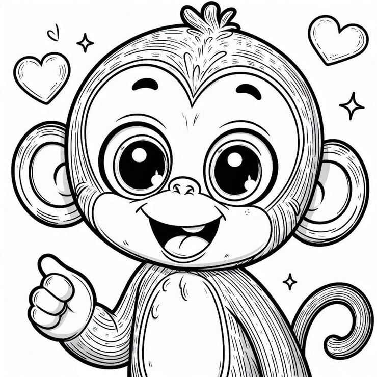 Mono página de colorear para niños ai generado