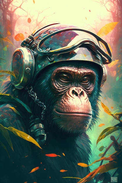 mono en la selva. arte digital