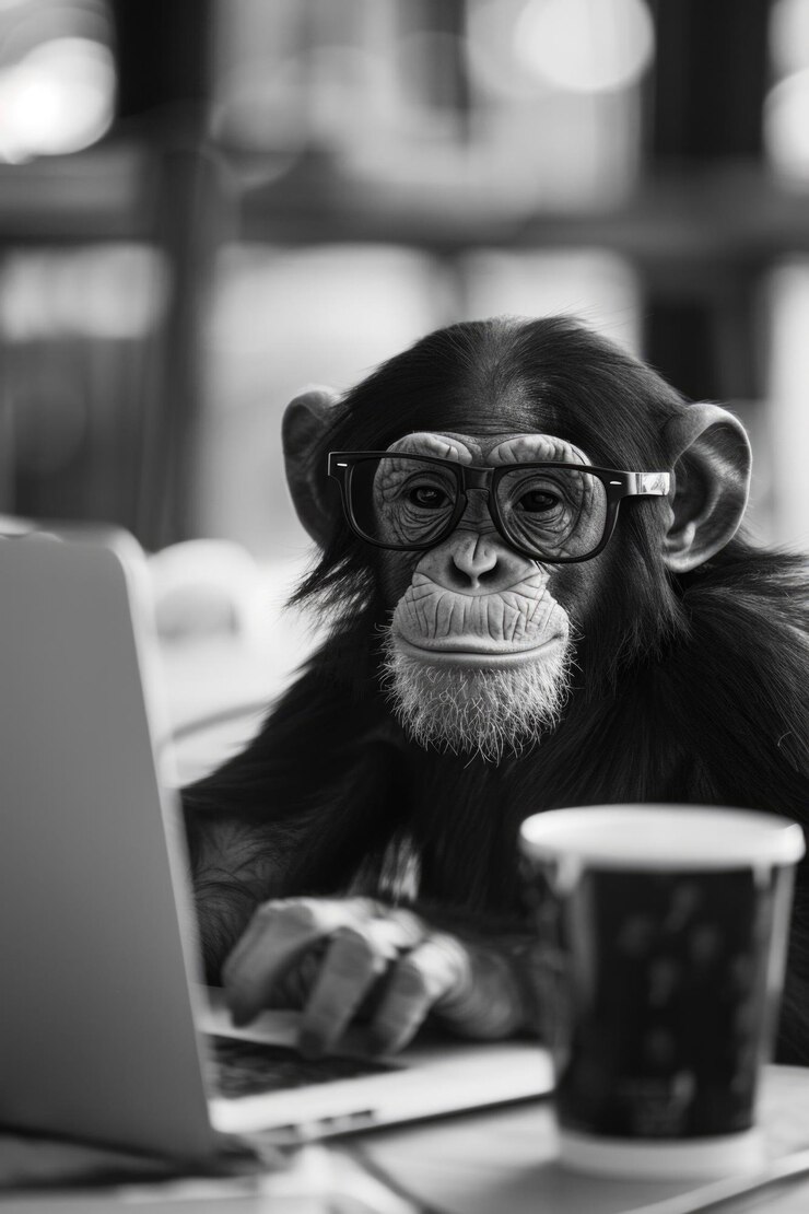 Foto mono usando una computadora portátil