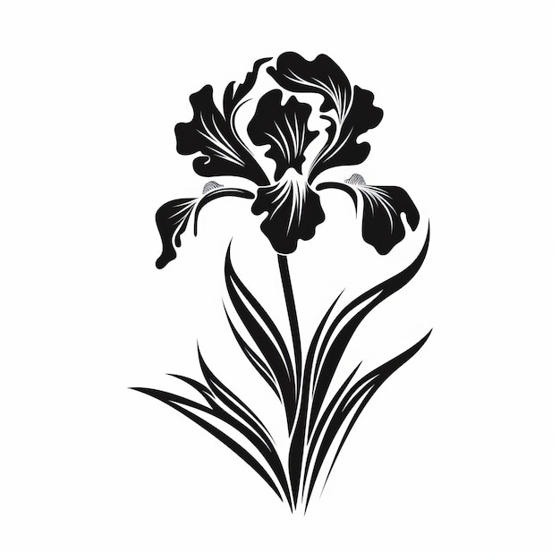 Foto monochromatische iris-silhouette-tattoo auf weißem hintergrund