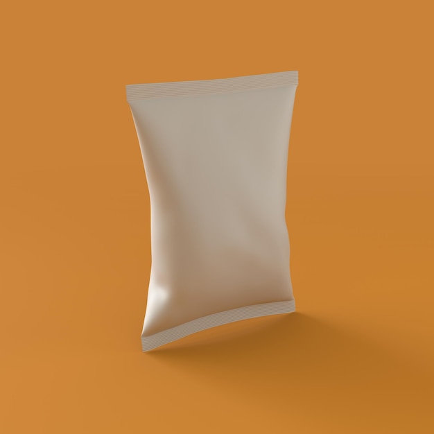 Monochrome Aluminiumtasche auf orangefarbenem Hintergrund 3D-Rendering