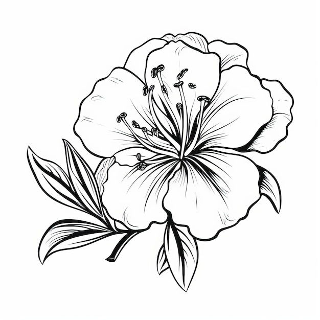 Foto monochrome azalea blumenillustration exotische vereinfachte komposition in schwarz-weiß