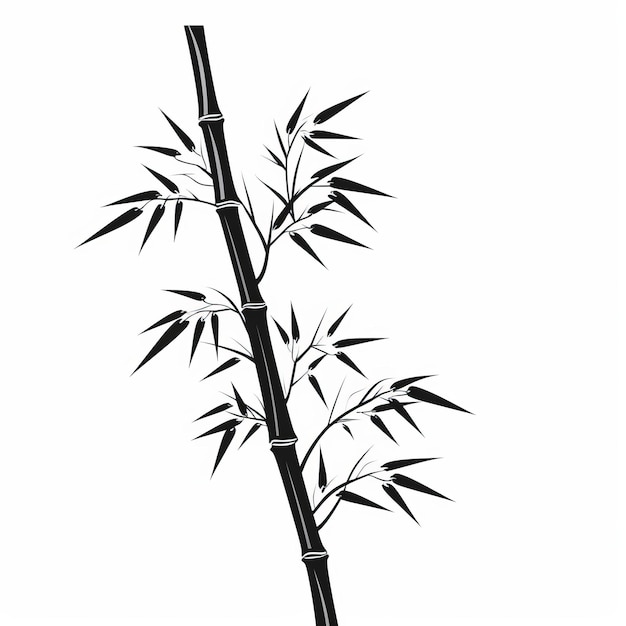 Foto monochrome bambus-illustration auf weißem hintergrund