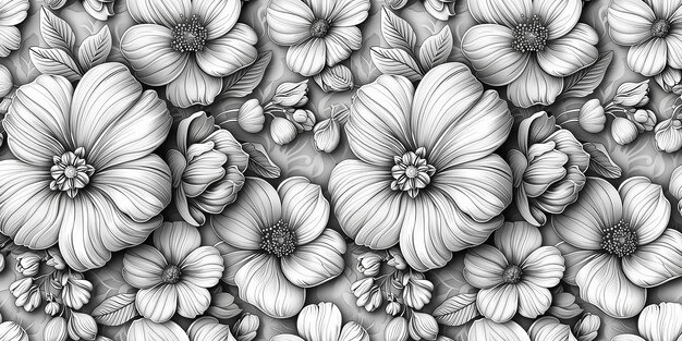 Monochrome florale abstrakte Boho-Illustration