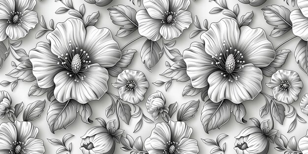 Monochrome florale abstrakte Boho-Illustration