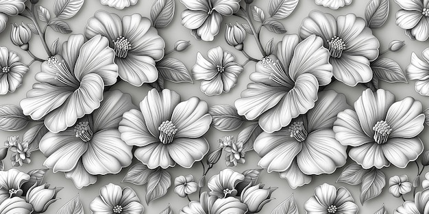 Monochrome florale abstrakte Boho-Illustration