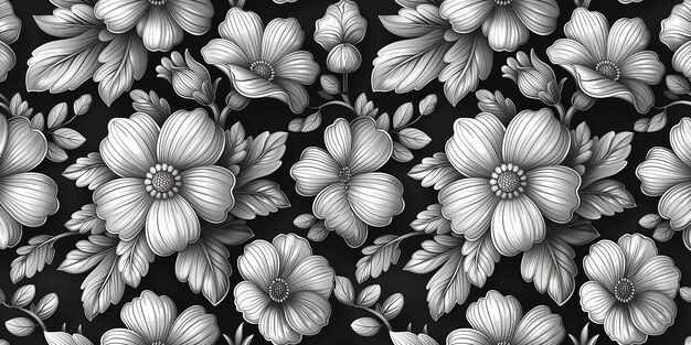 Monochrome florale abstrakte Boho-Illustration