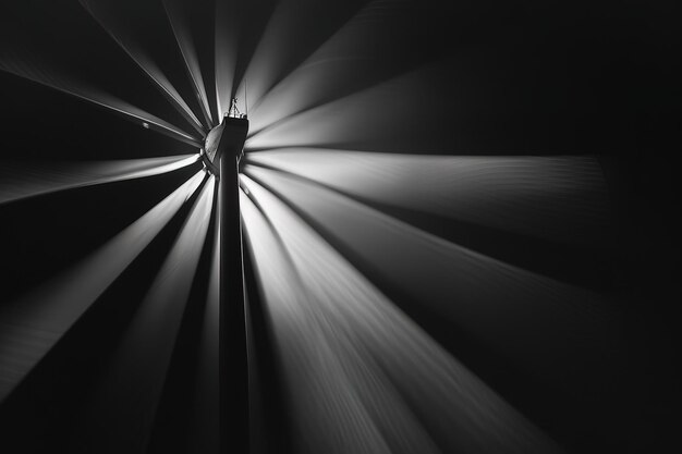 Foto a monochrome image of a wind turbine with dynamic light streaks