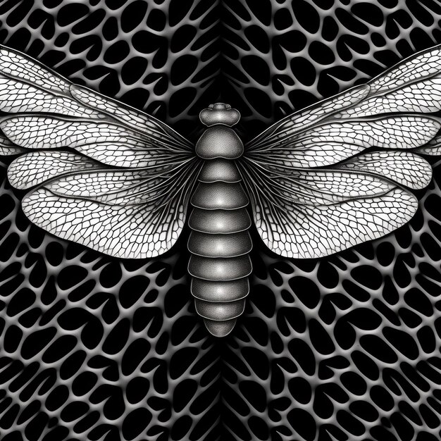 Foto monochrome magic vectorstyle bildmaske mit bienenflügelmustern in schwarz-weiß