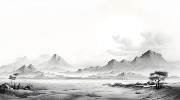 Monochrome Mirage Maravillas en blanco y negro del desierto árido IA generativa