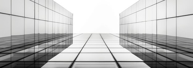 Foto monochrome photo captures buildings mesh of windows in symmetrical pattern