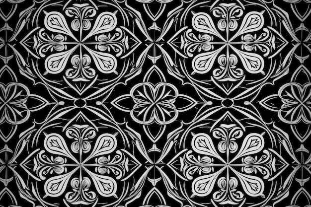 Monochromes Blumenmuster mit zarten Details Generative AI