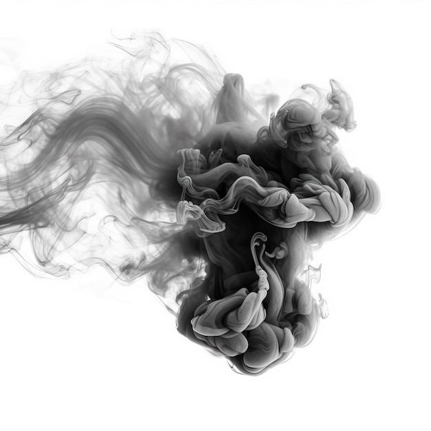 monocromo estilo de ilustración 2D blanco negro haz de humo ext fondo blanco HD foto blanco aislado