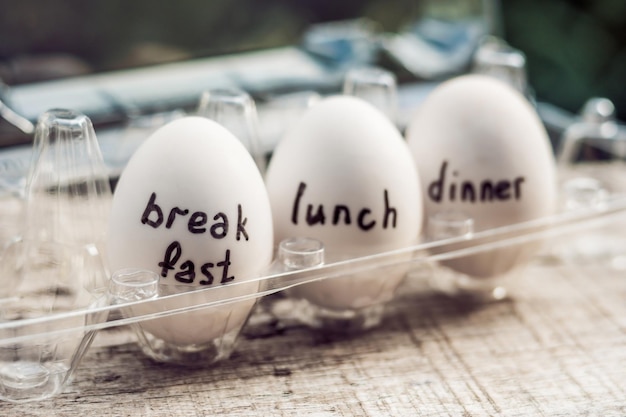 Monodiät, Eierdiät, Frühstück, Mittag- und Abendessen