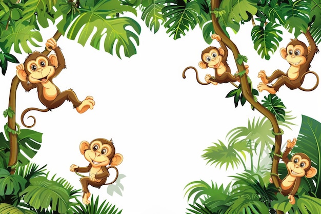 Foto los monos que se balancean en la exuberante jungla