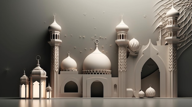 Monotones Luxusdesign für modernes islamisches Feiertagsbanner