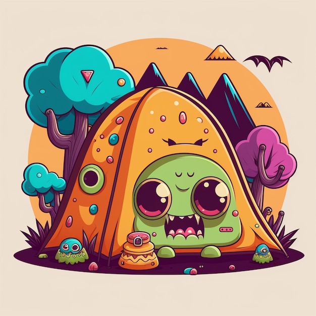 Monster Camping-Vektor-Illustration