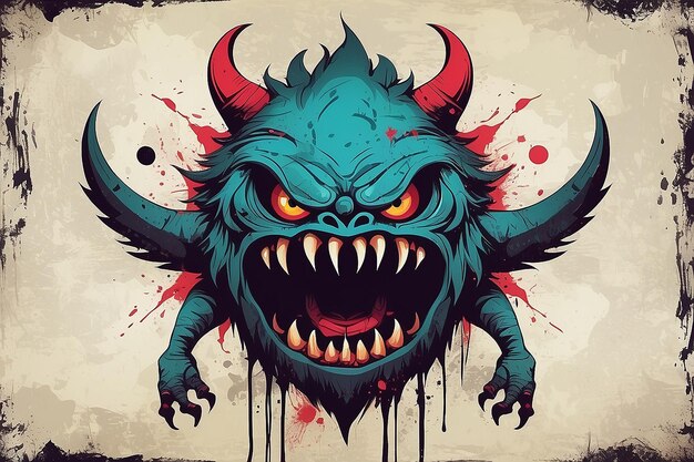 Monster-Design mit Grunge-Hintergrund abstraktes Monster