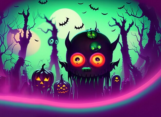 Monster in der Nacht Halloween-Konzeptillustrationsmalerei