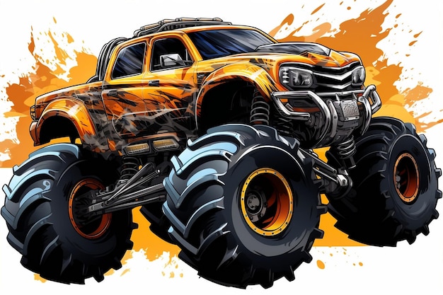 Monster Truck Jumping Ilustração Truck Extra Ilustrativo Gerador de IA