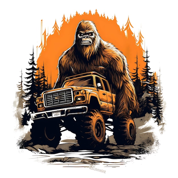 Foto monster truck oder bigfoot illustration für t-shirt