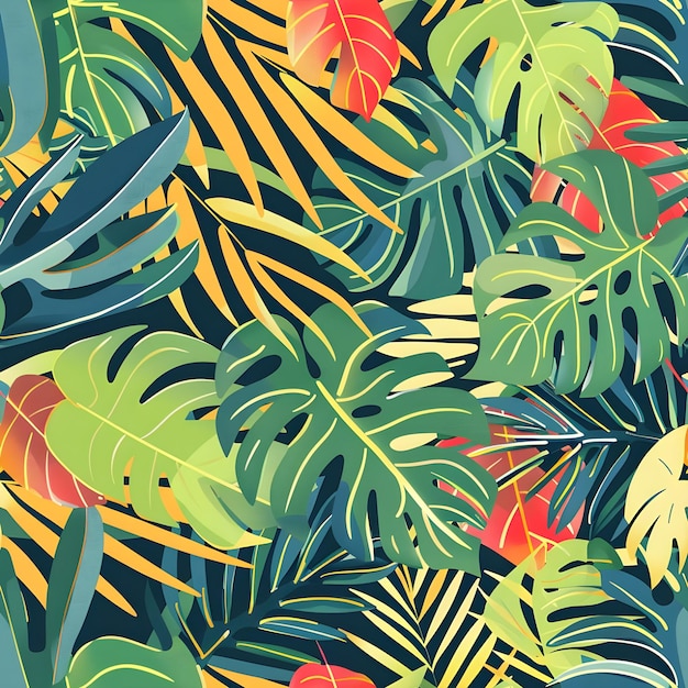 Monstera-Blätter Waldmuster Hintergrund Dschungel-Muster Hintergrund Monstera -Blätter